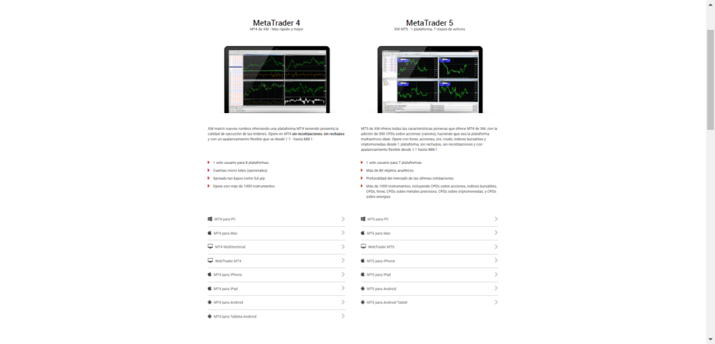 PLATAFORMAS DE XM BROKER