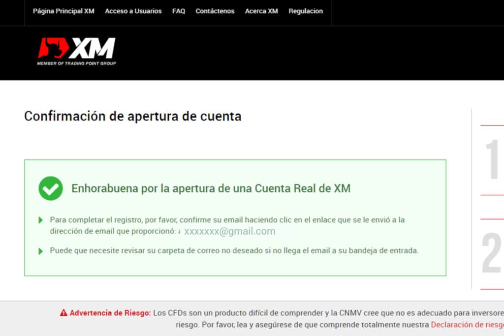 Bono sin depósito de XM de $30 confirmación de cuenta
